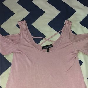 Pale pink off the shoulder top